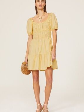 Louna Yellow Cinched Dress, Large